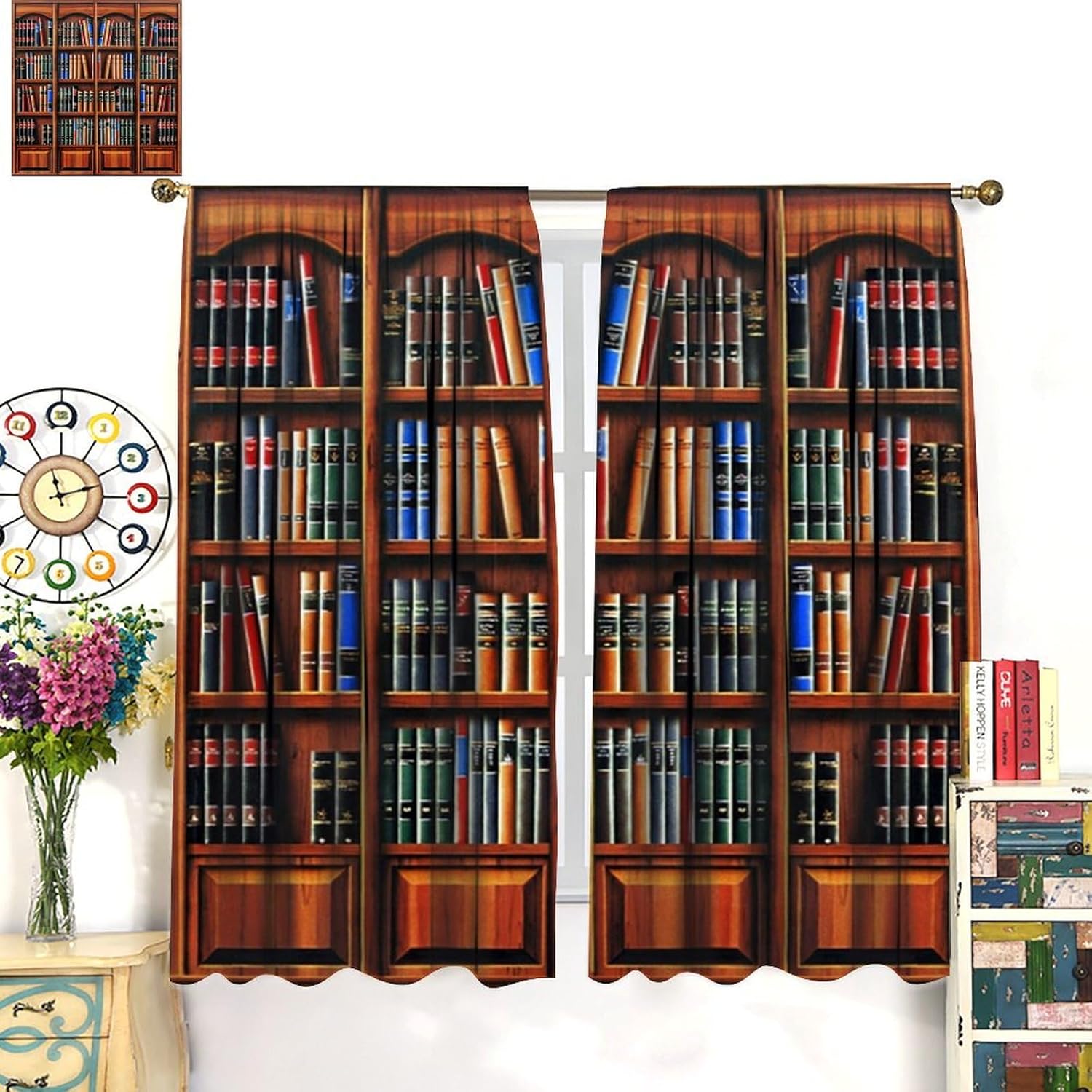 Retro Bookcase Curtains,Vintag - огляд і ціна Japanese Lifestyle Books